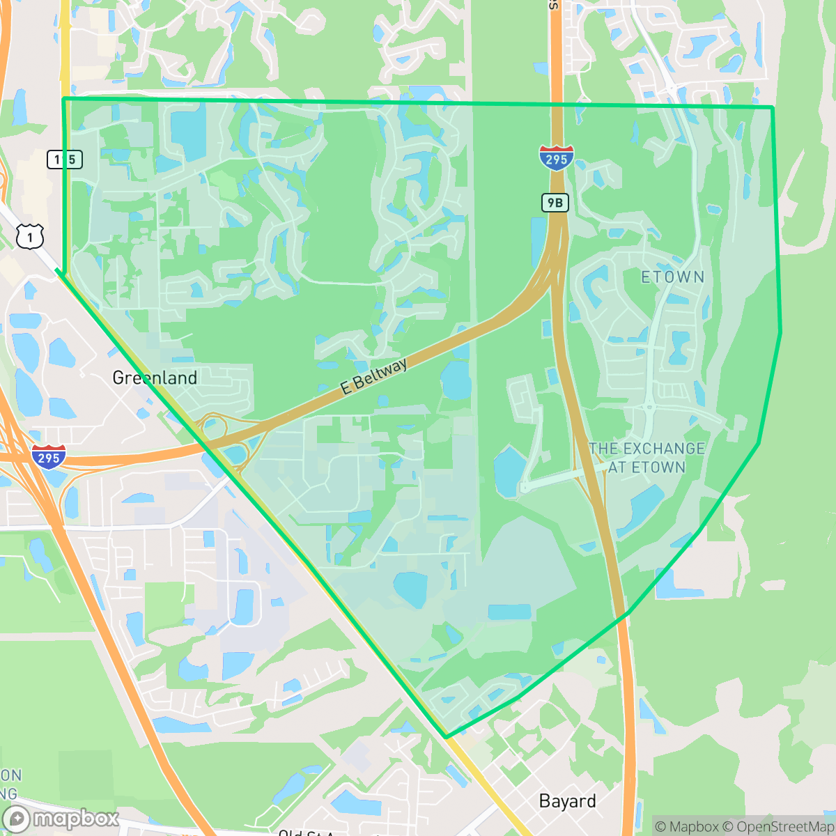Map showing the location of Deercreek, Jacksonville, FL