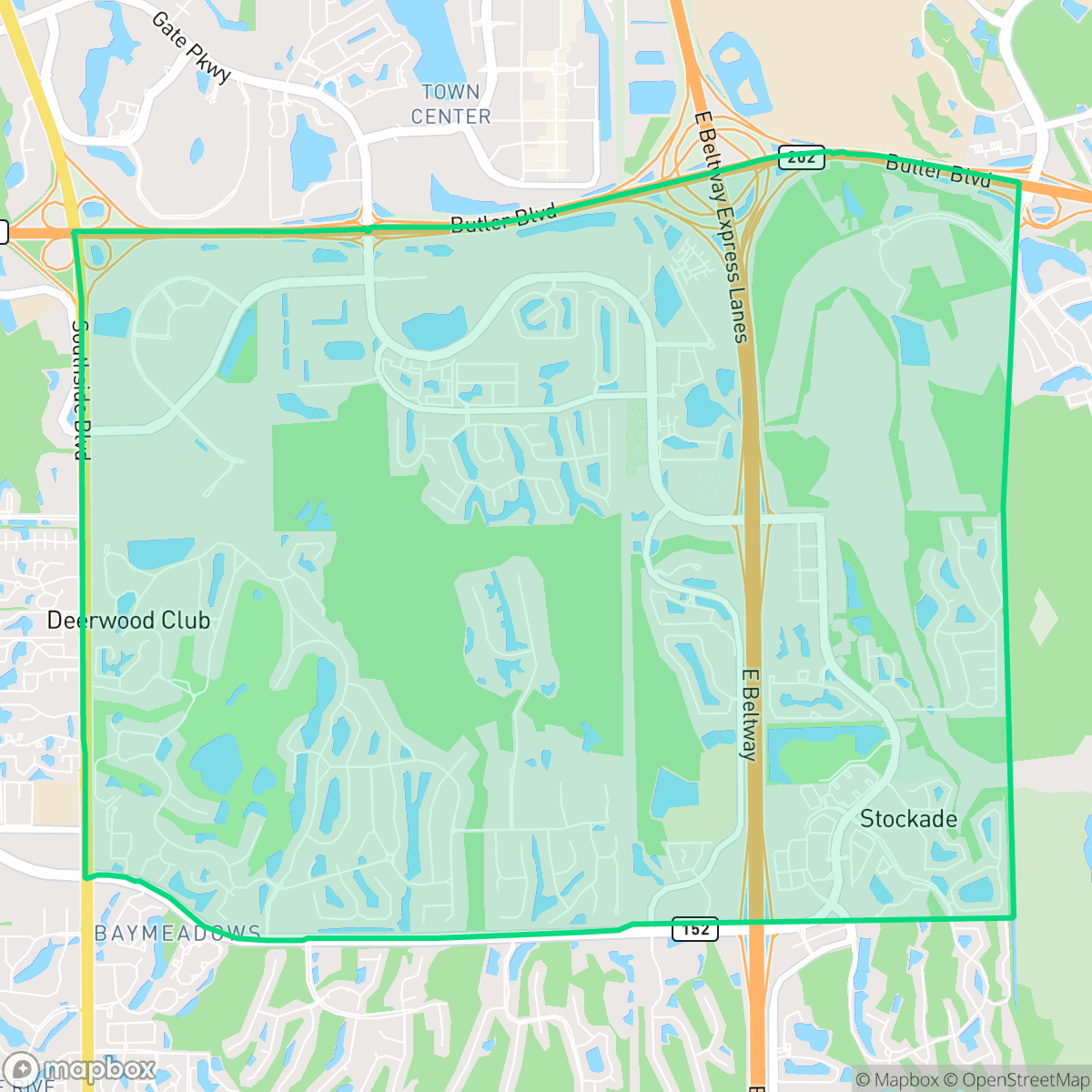 Map showing the location of Deerwood, Jacksonville, FL