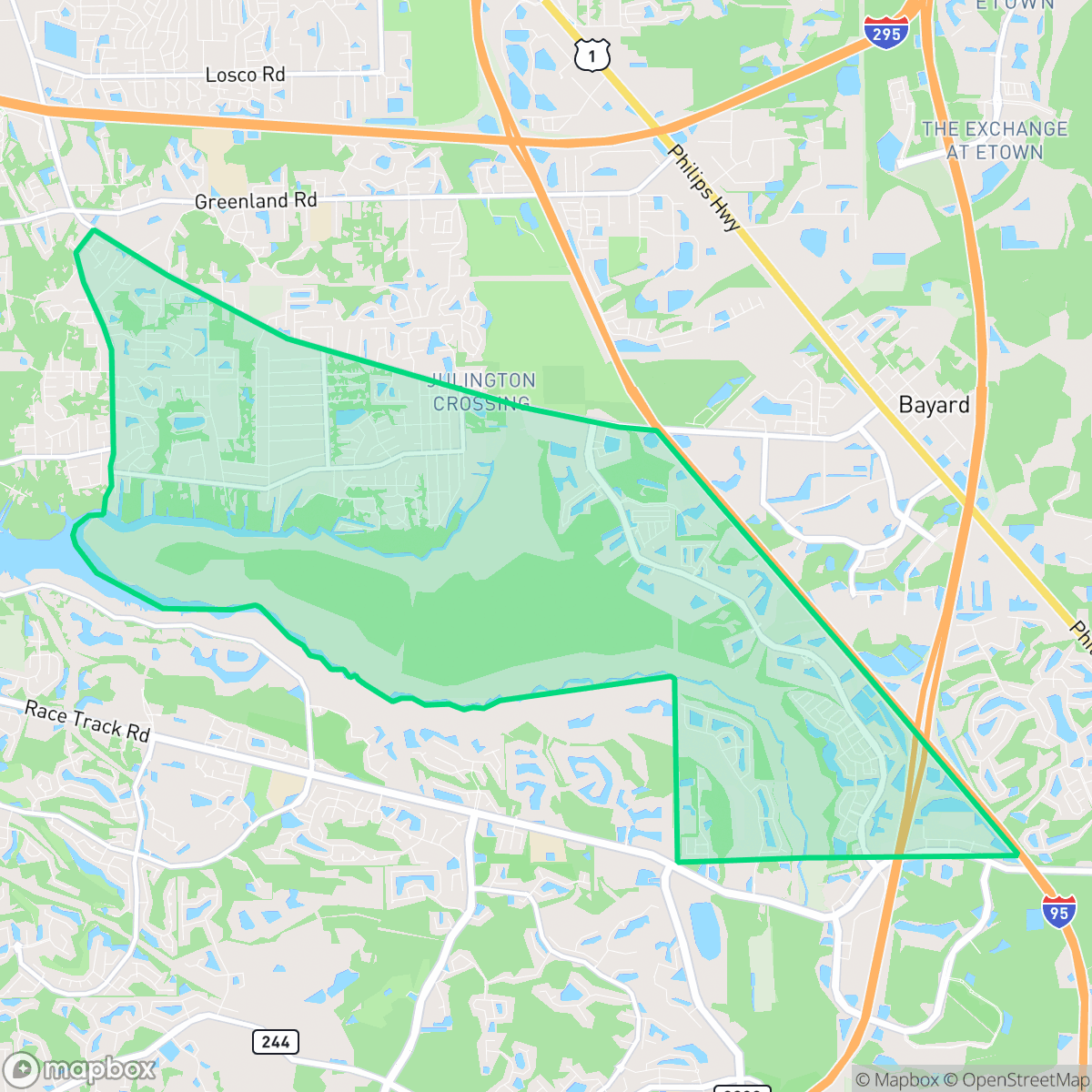 Map showing the location of Del Rio, Jacksonville, FL