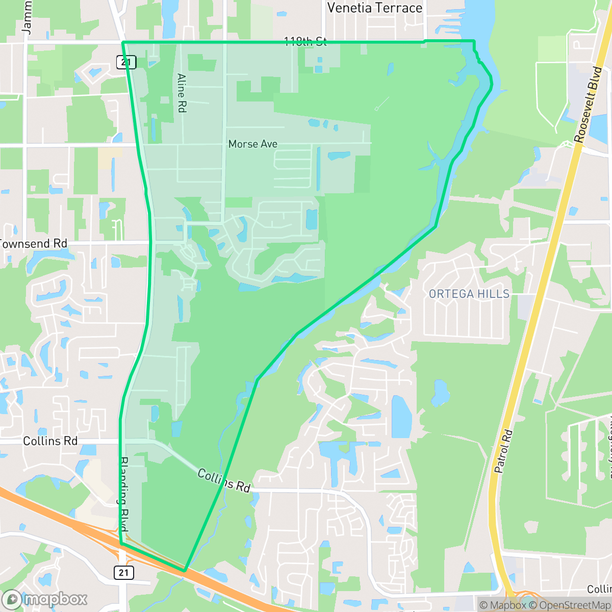 Map showing the location of Duclay Forest, Jacksonville, FL