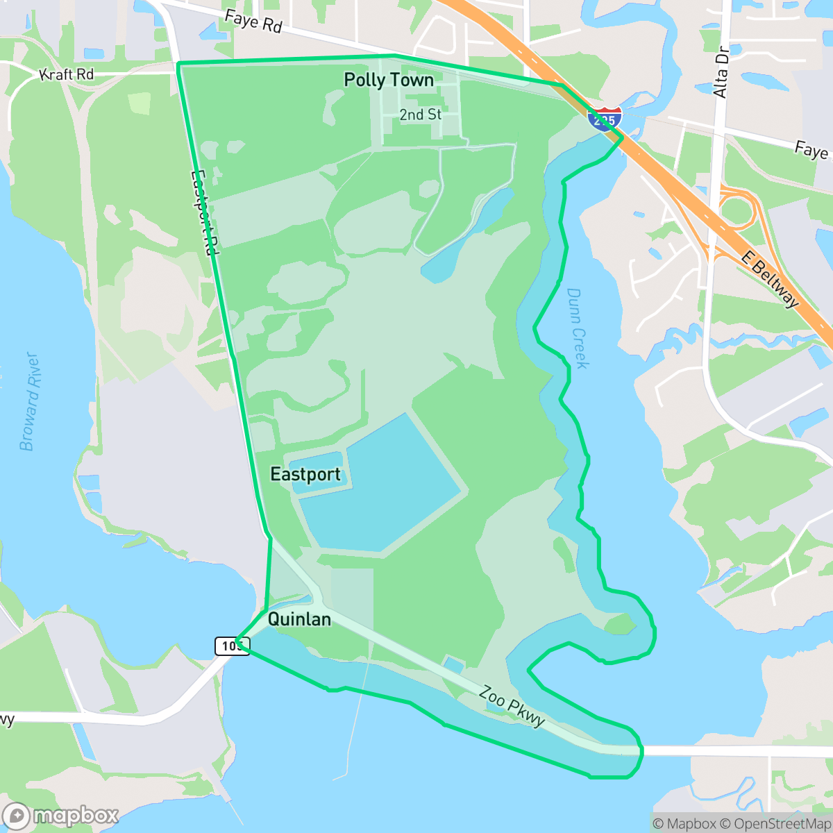Map showing the location of Eastport, Jacksonville, FL