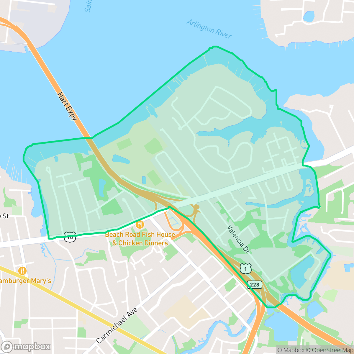 Map showing the location of Empire Point, Jacksonville, FL