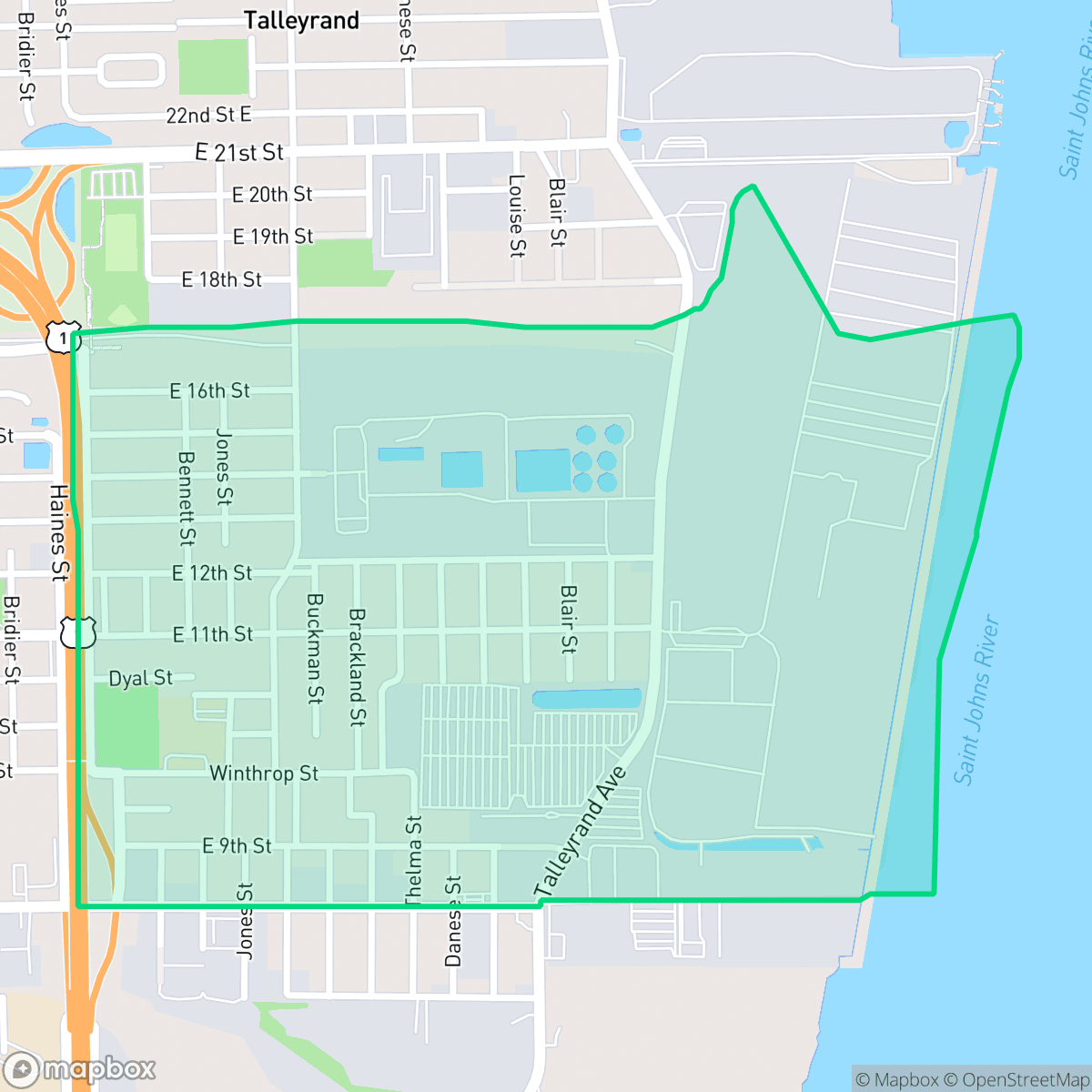 Map showing the location of Fairfield, Jacksonville, FL
