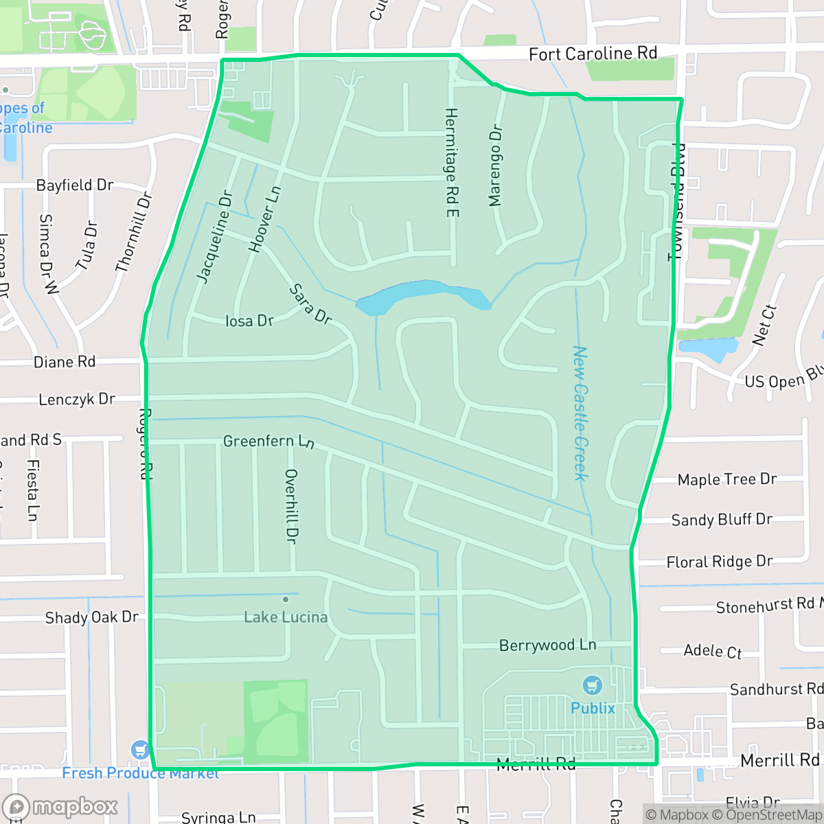 Map showing the location of Fairways Forest, Jacksonville, FL