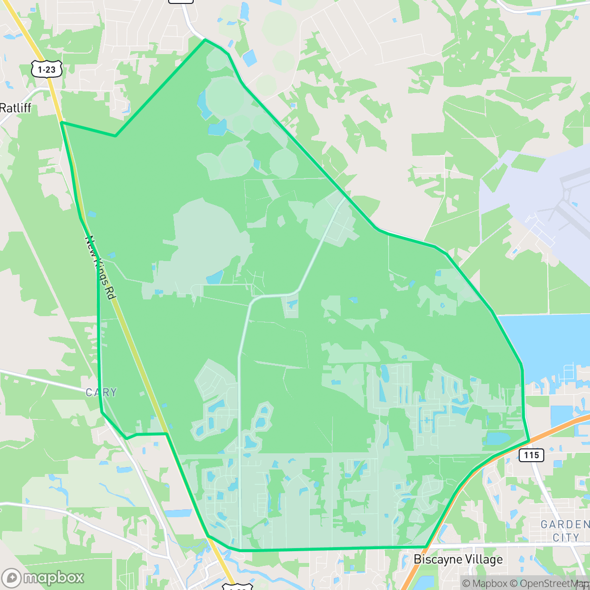 Map showing the location of Forest Trails, Jacksonville, FL