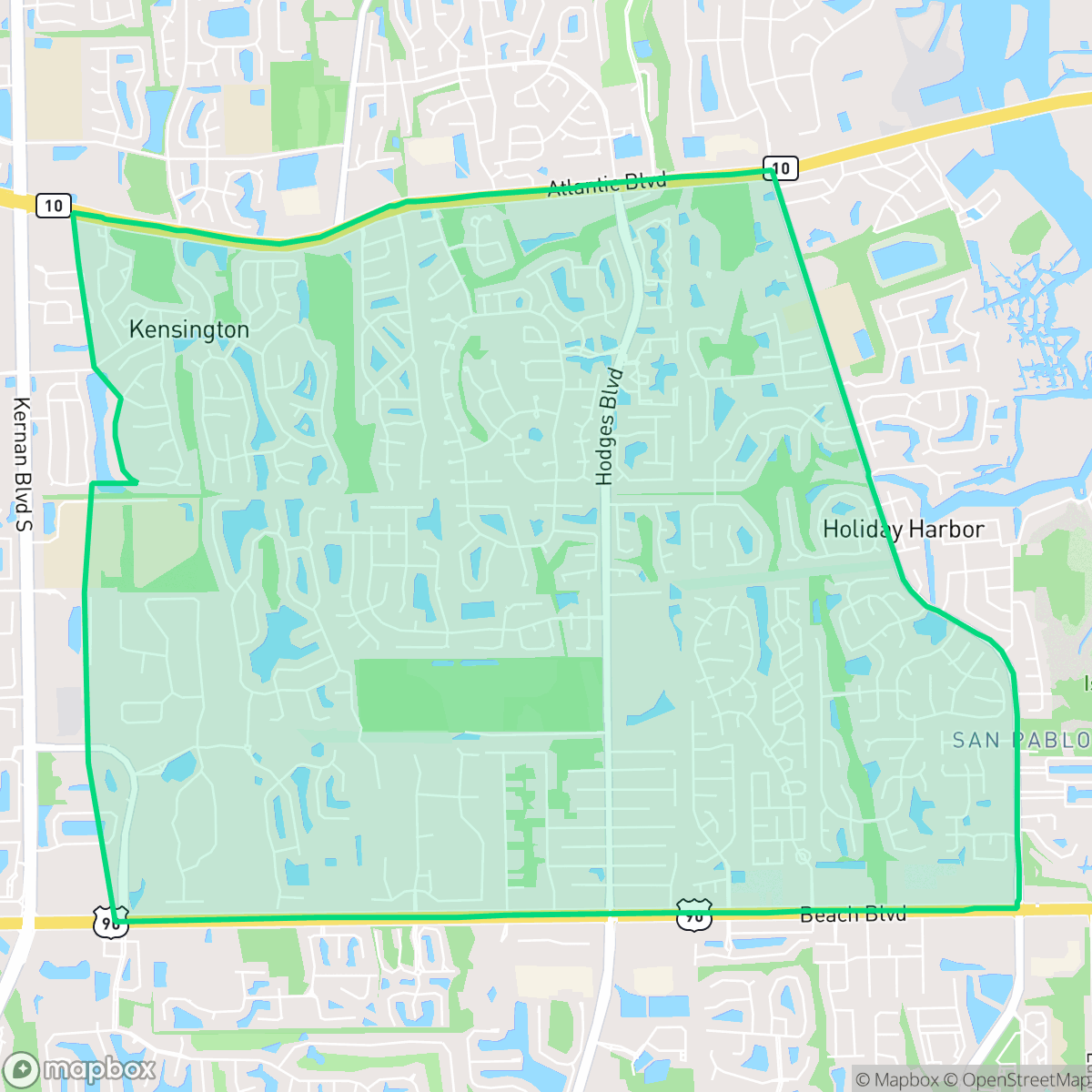 Map showing the location of Golden Glades - The Woods, Jacksonville, FL