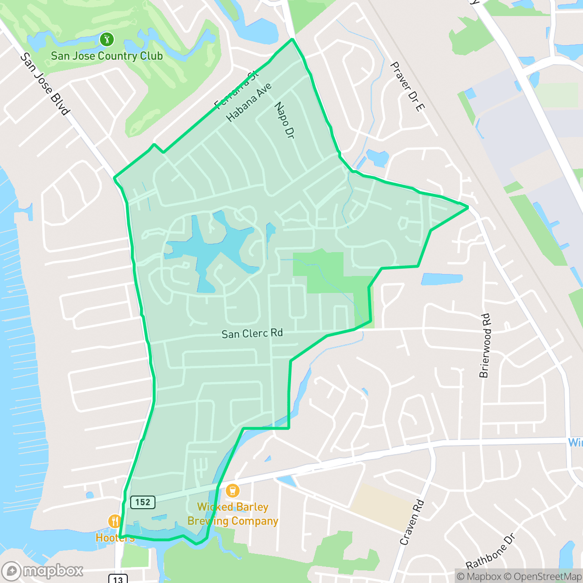 Map showing the location of Goodby's Creek, Jacksonville, FL