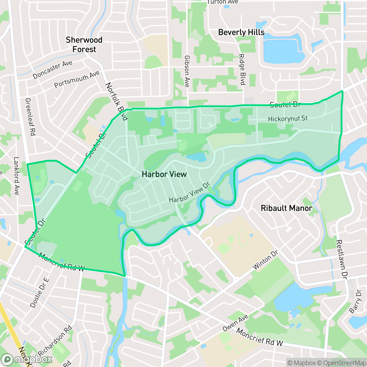 Map showing the location of Harborview, Jacksonville, FL