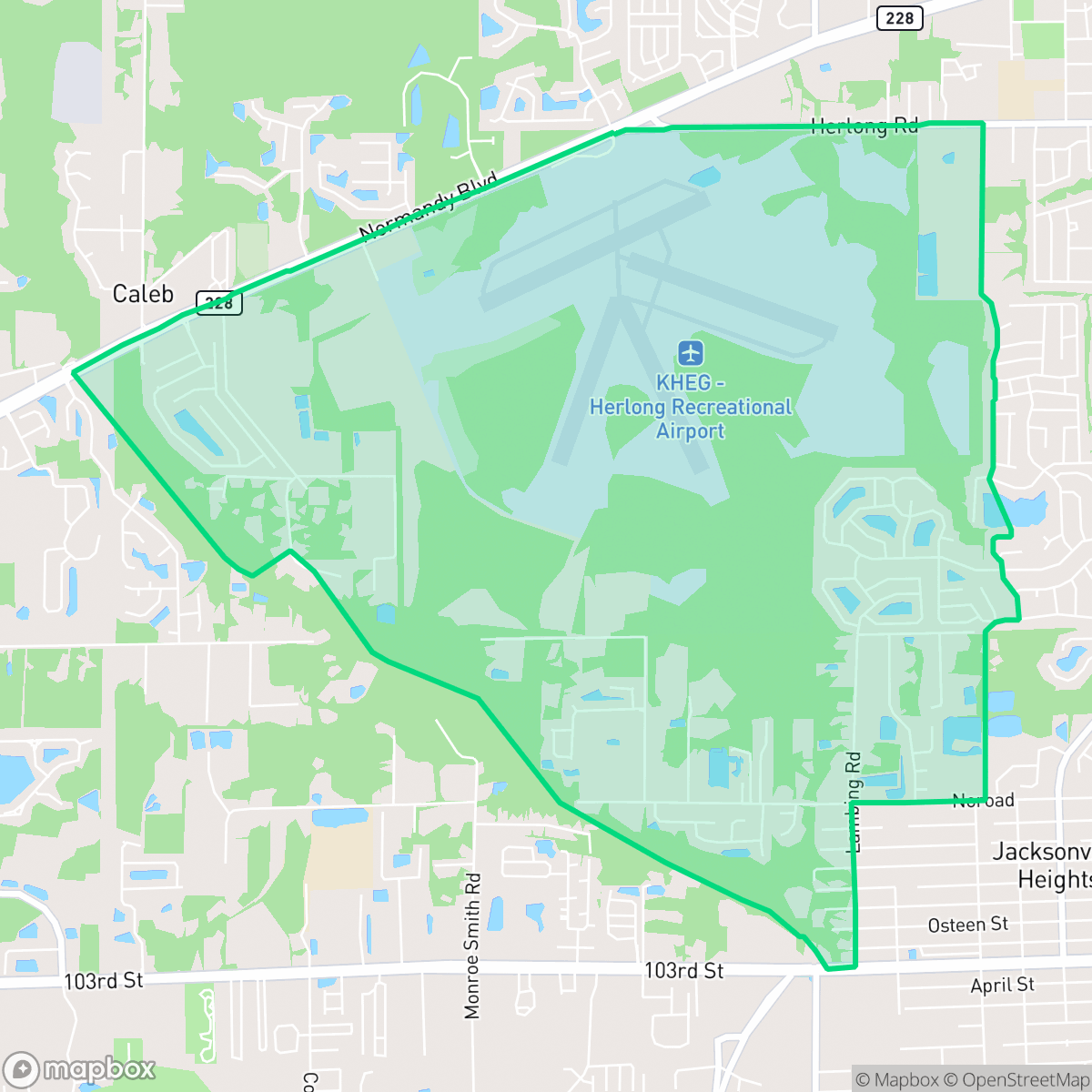 Map showing the location of Herlong, Jacksonville, FL