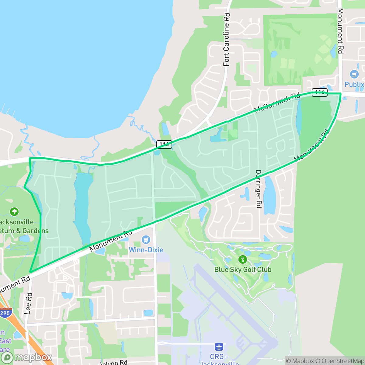 Map showing the location of Holly Oaks, Jacksonville, FL