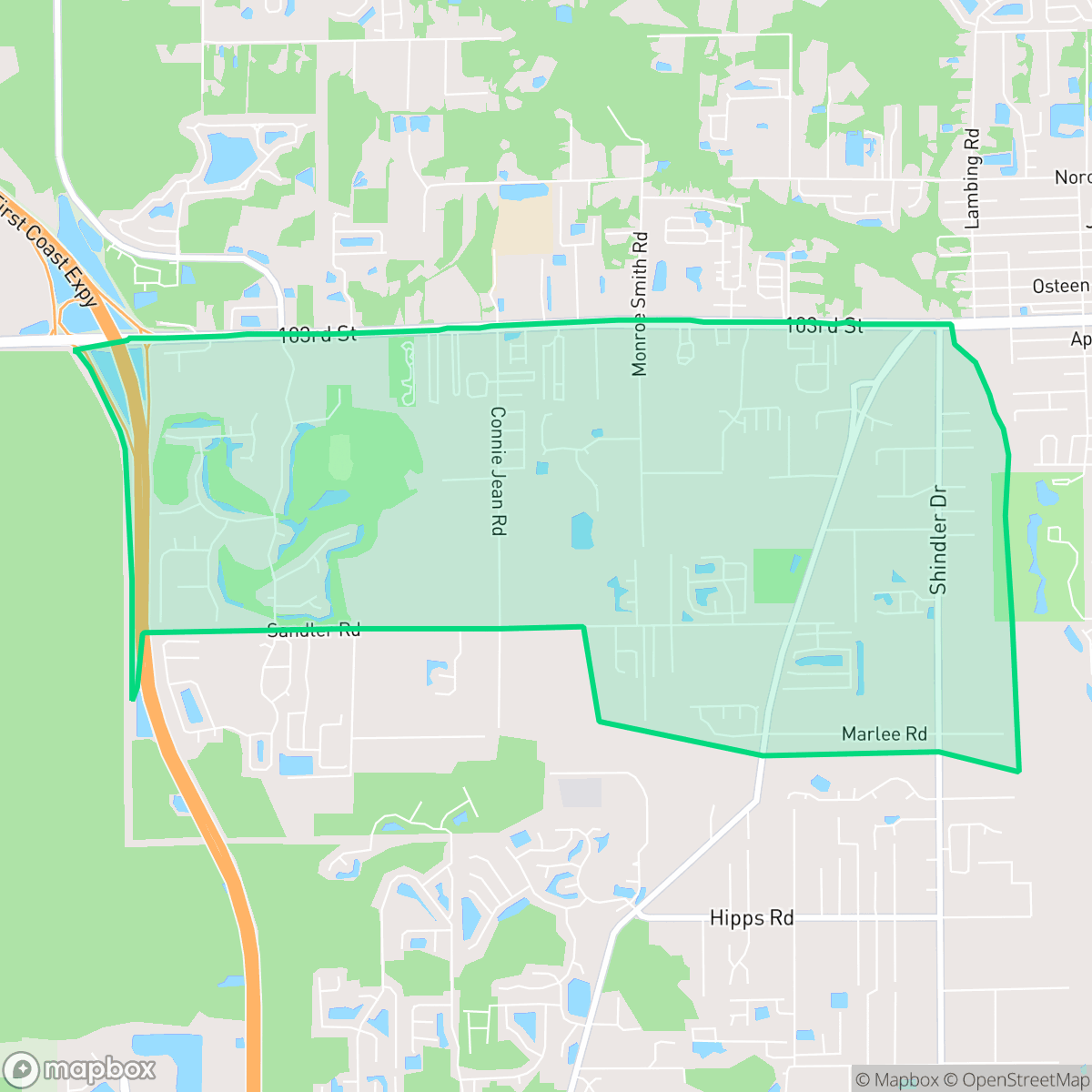 Map showing the location of Jacksonville Heights South, Jacksonville, FL