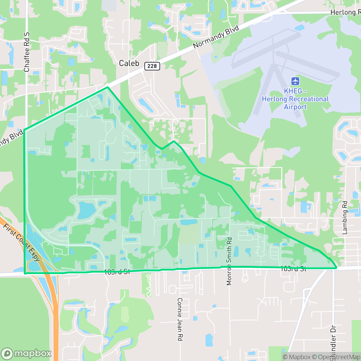 Map showing the location of Jacksonville Heights West, Jacksonville, FL