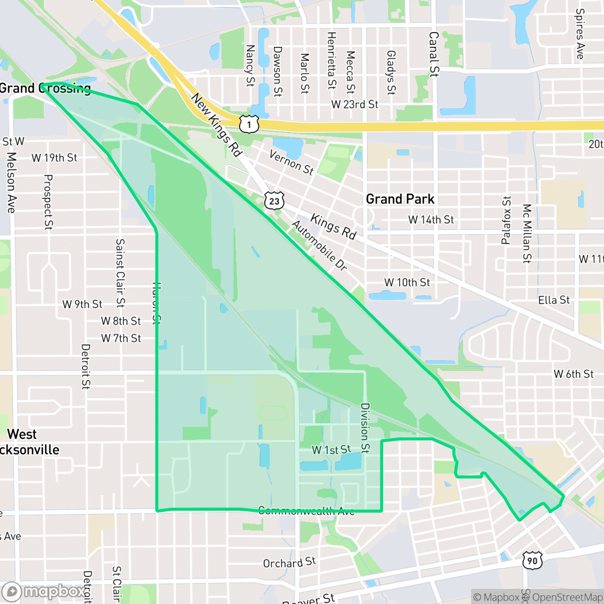 Map showing the location of Kennel Club, Jacksonville, FL
