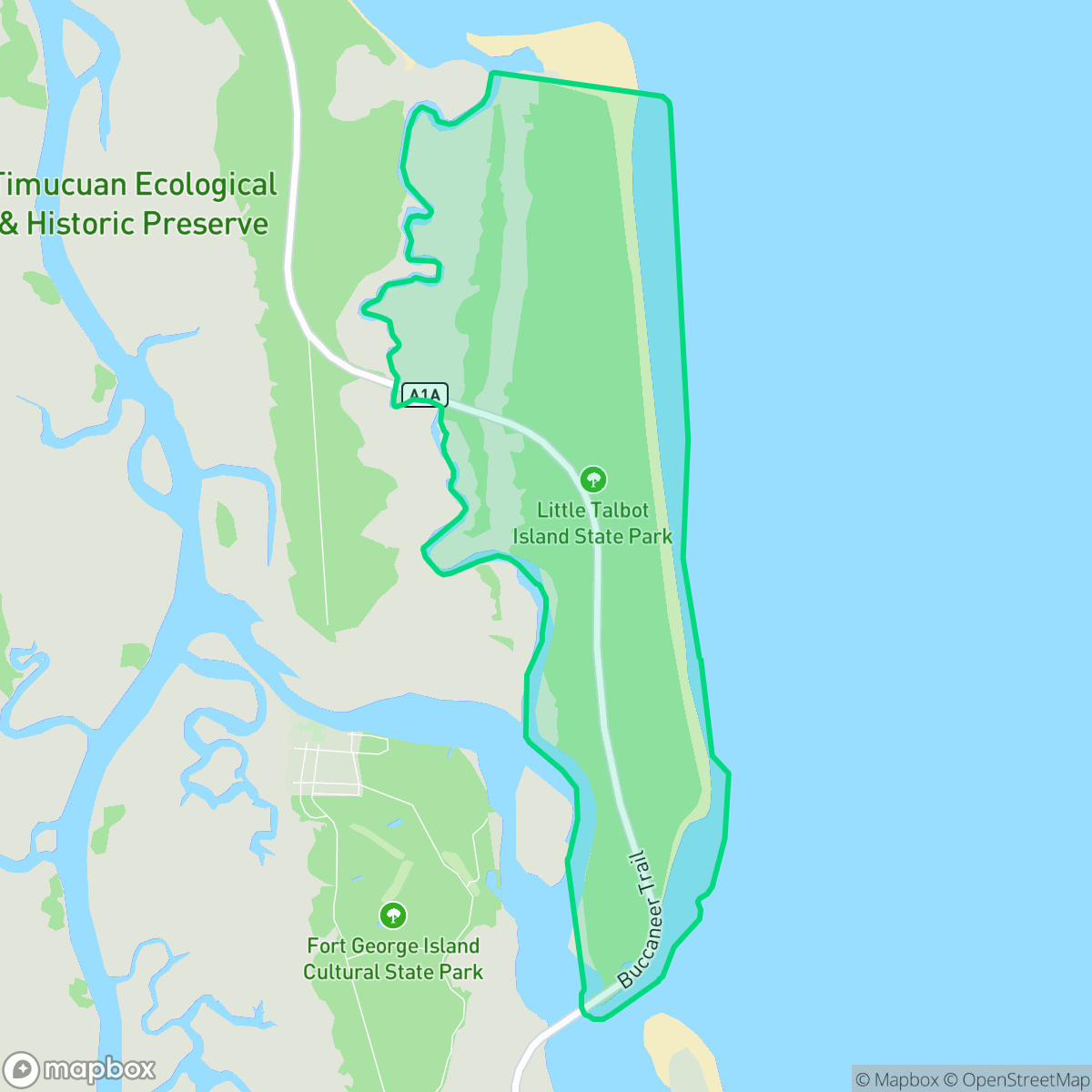 Map showing the location of Little Talbot Island, Jacksonville, FL