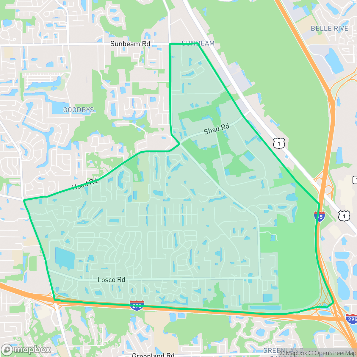 Map showing the location of Mandarin Station - Losco, Jacksonville, FL