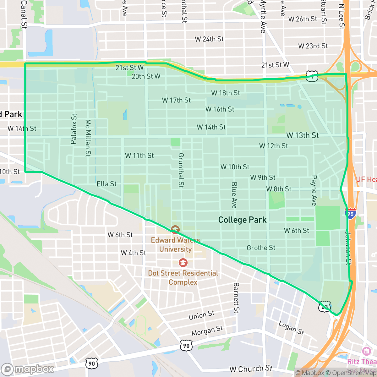 Map showing the location of Mid-Westside, Jacksonville, FL