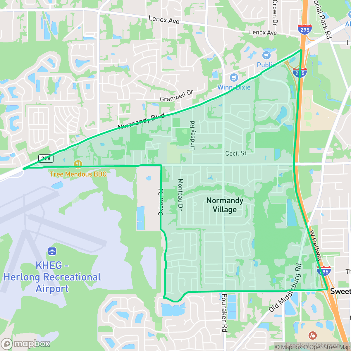 Map showing the location of Normandy Manor, Jacksonville, FL