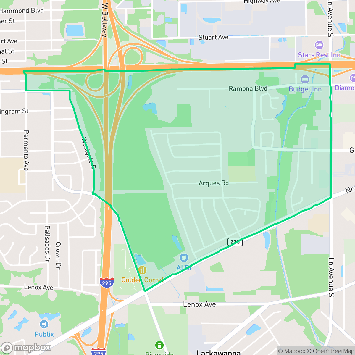 Map showing the location of Normandy Village, Jacksonville, FL