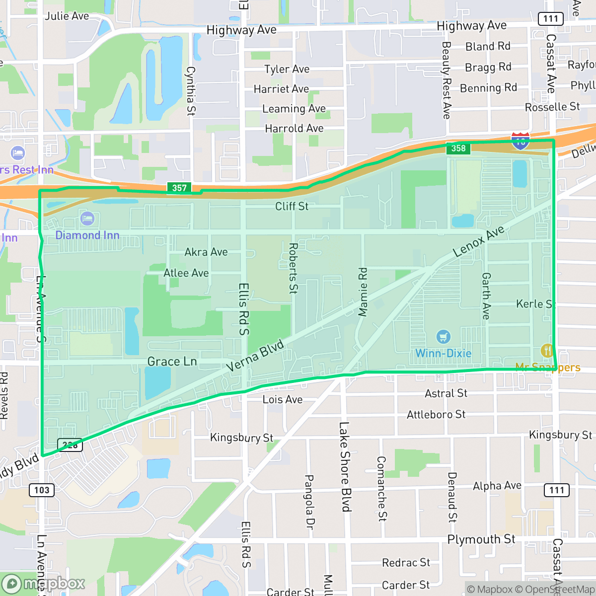 Map showing the location of Normandy, Jacksonville, FL