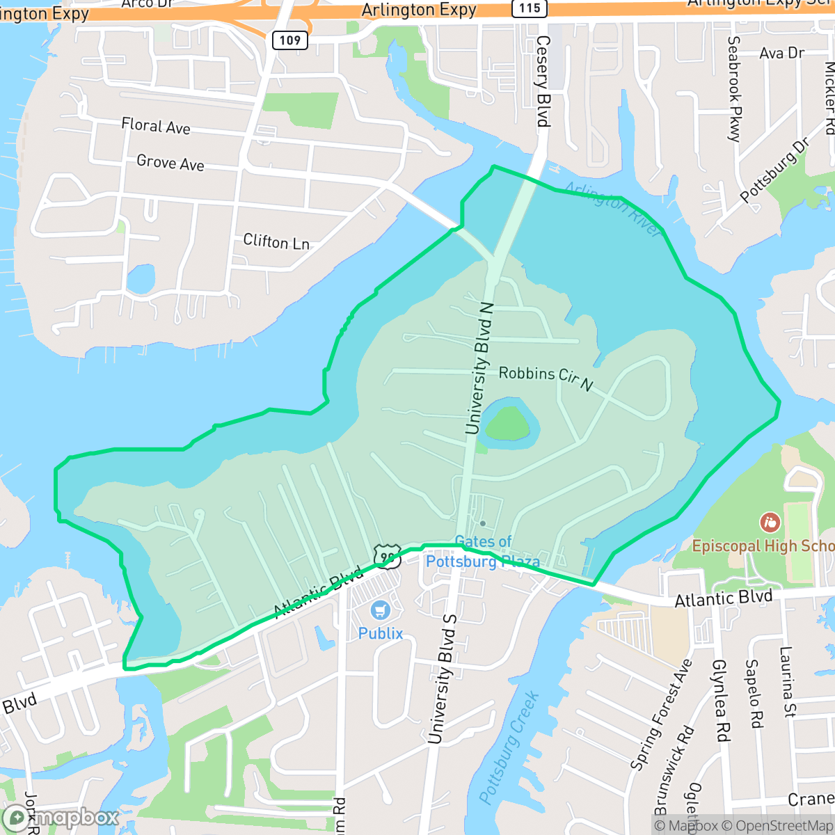 Map showing the location of Oak Haven, Jacksonville, FL