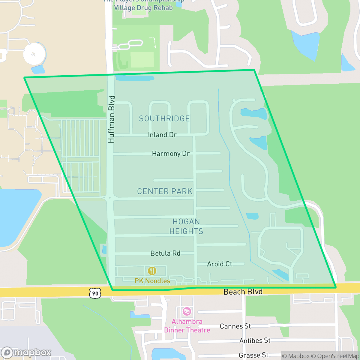 Map showing the location of Park Ridge, Jacksonville, FL