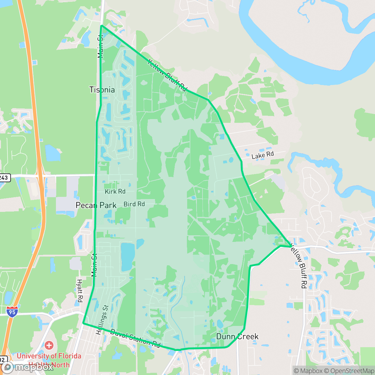 Map showing the location of Pecan Park, Jacksonville, FL