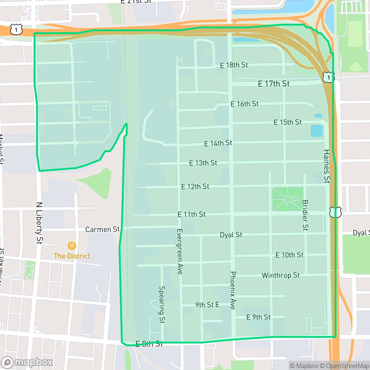 Map showing the location of Phoenix, Jacksonville, FL