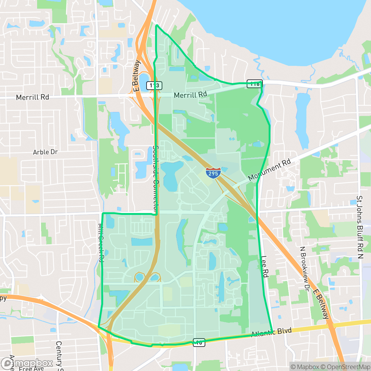 Map showing the location of Regency, Jacksonville, FL