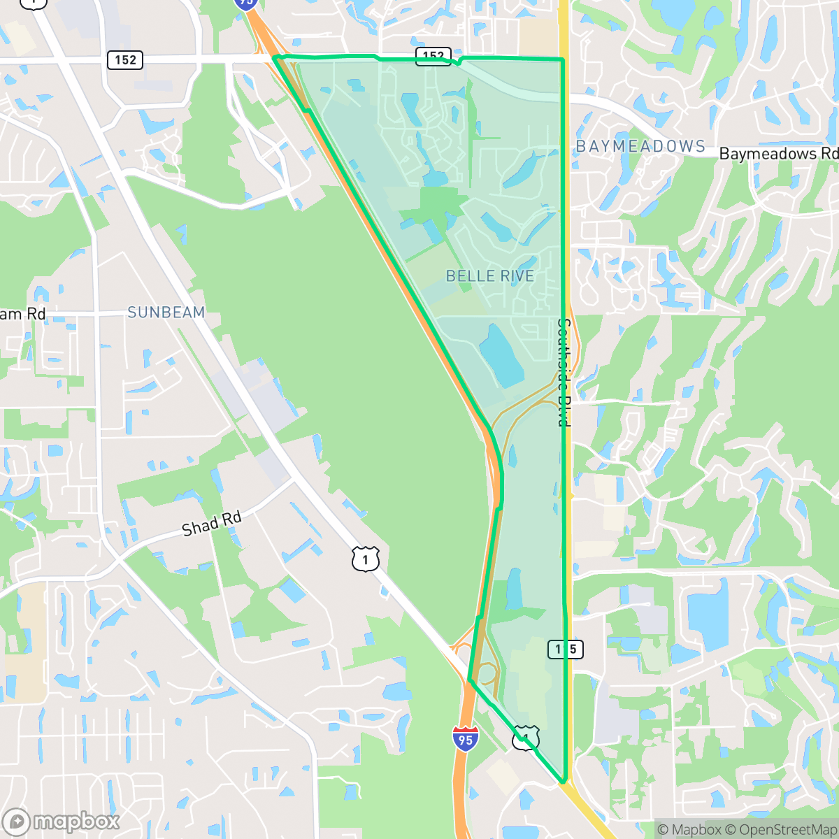 Map showing the location of Royal Lakes, Jacksonville, FL