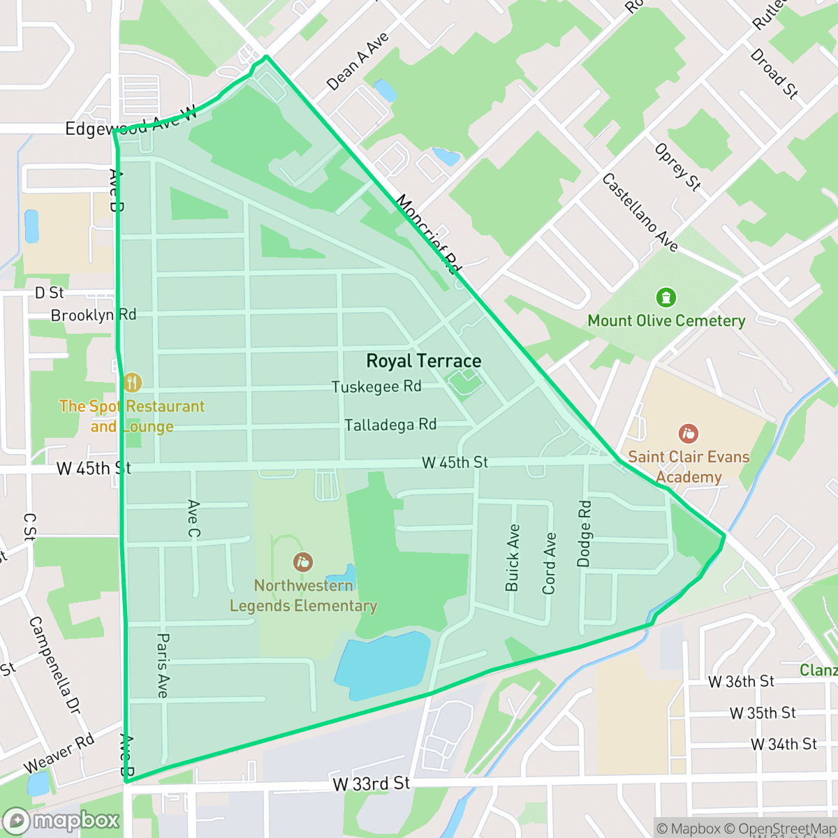 Map showing the location of Royal Terrace, Jacksonville, FL