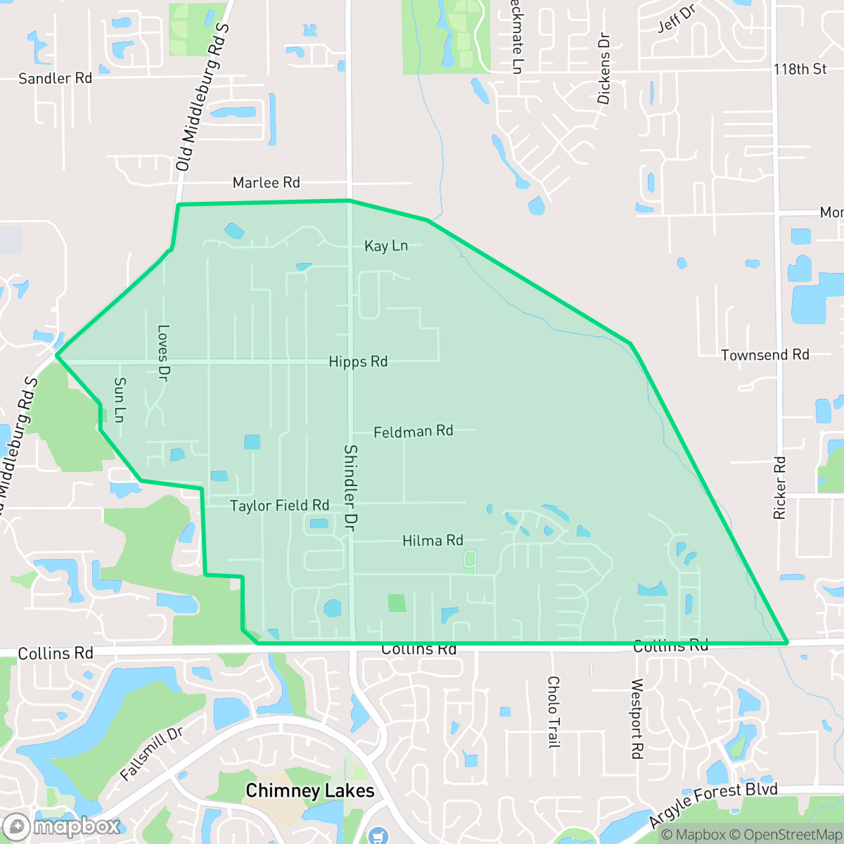 Map showing the location of Settlers Landing, Jacksonville, FL