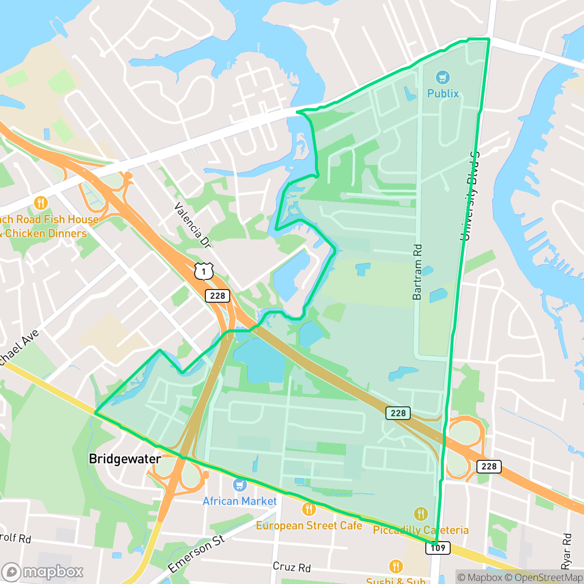 Map showing the location of Spring Glen, Jacksonville, FL