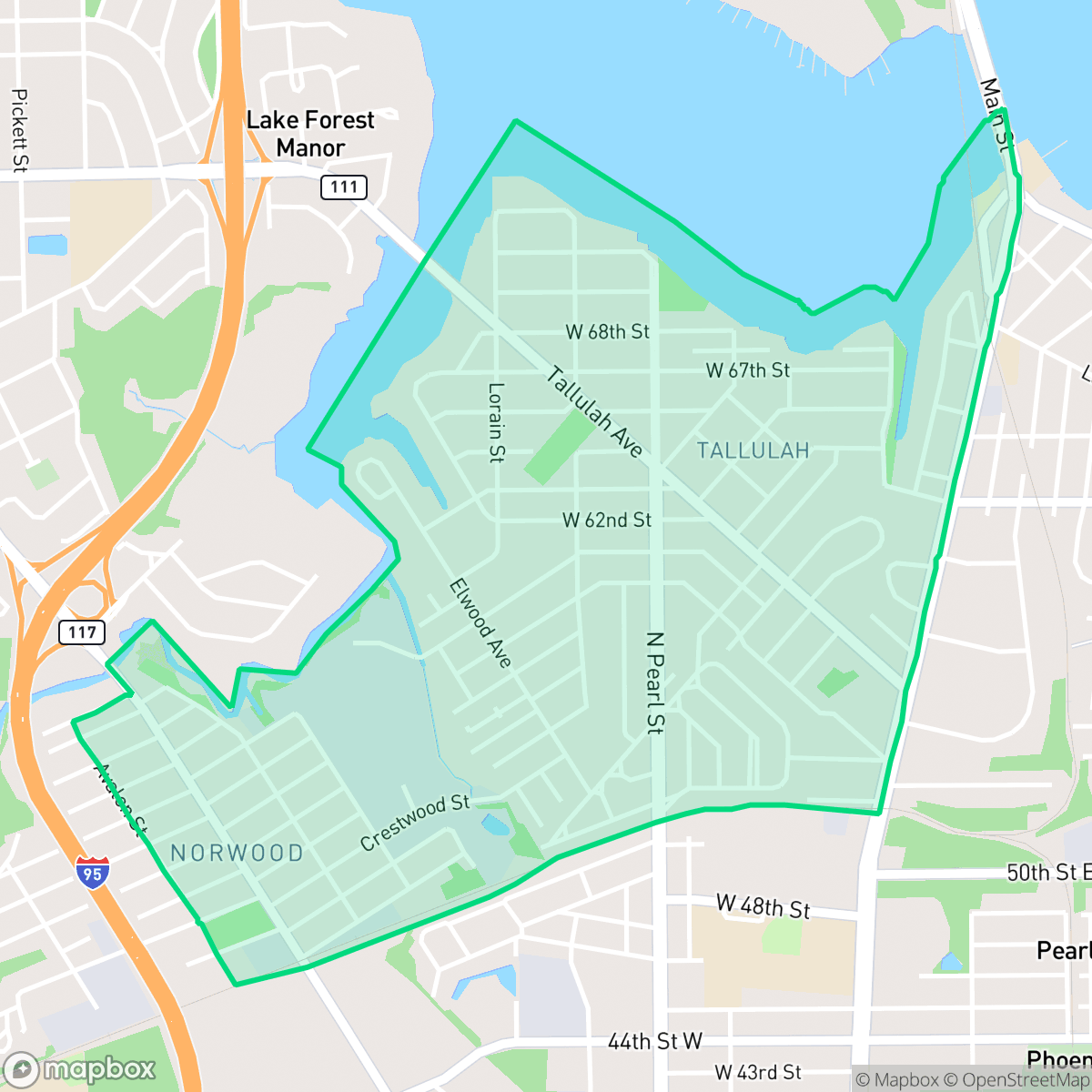 Map showing the location of Tallulah - North Shore, Jacksonville, FL