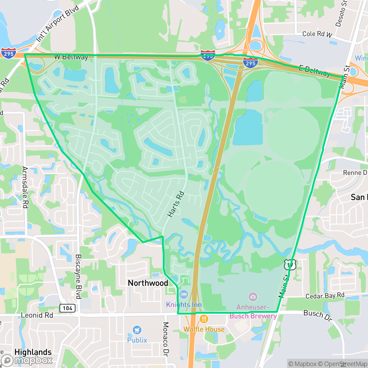 Map showing the location of Turtle Creek, Jacksonville, FL