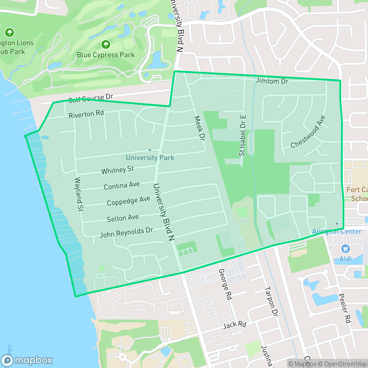 Map showing the location of University Park, Jacksonville, FL