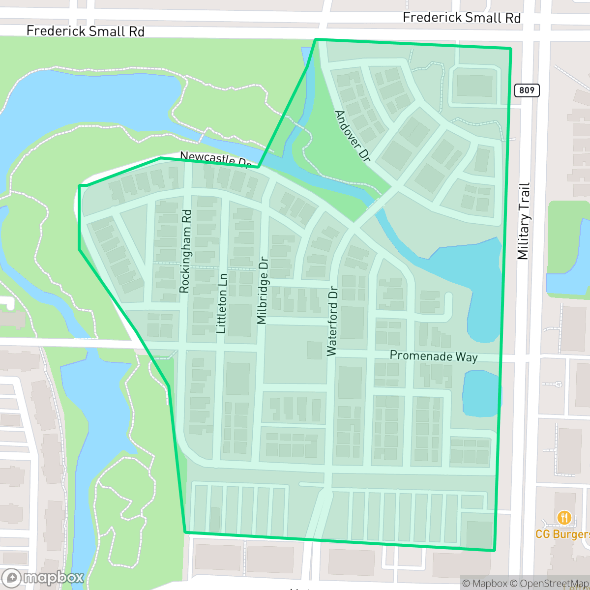 Map showing the location of Cambridge, Jupiter, FL