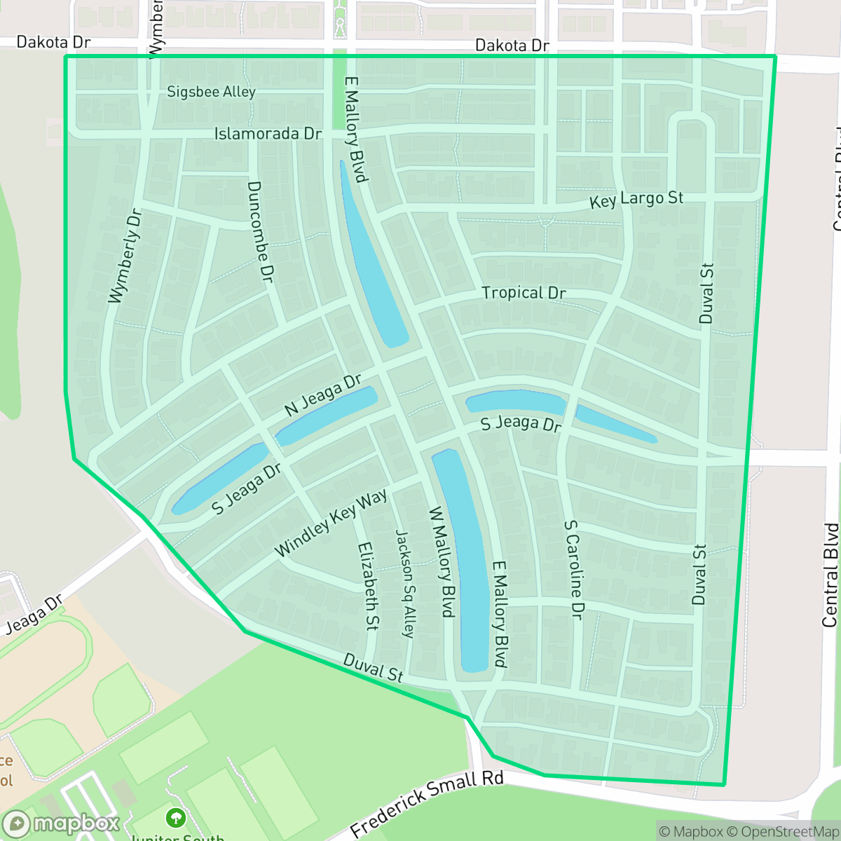Map showing the location of Mallory Creek, Jupiter, FL