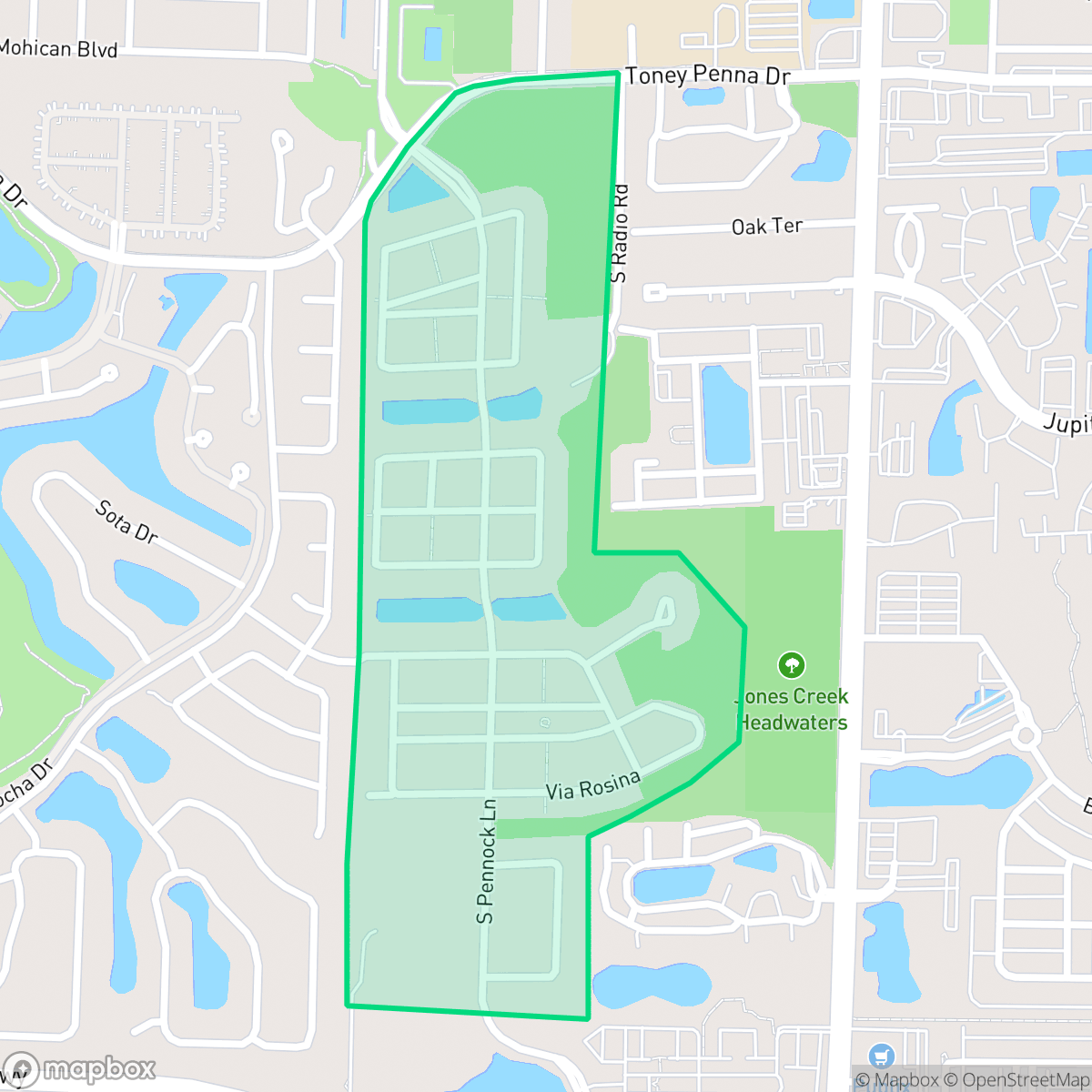 Map showing the location of Paseos, Jupiter, FL