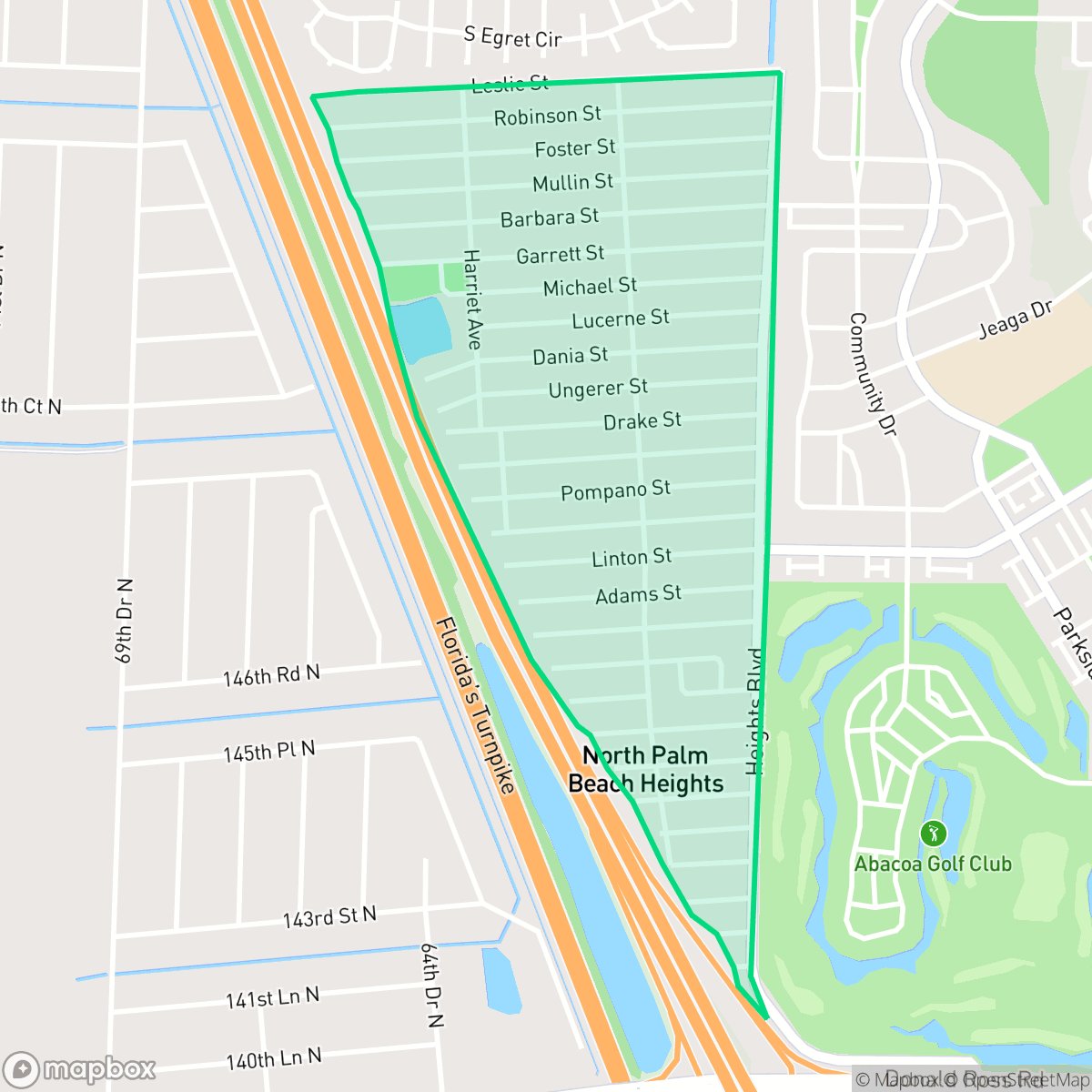 Map showing the location of The Heights of Jupiter, Jupiter, FL