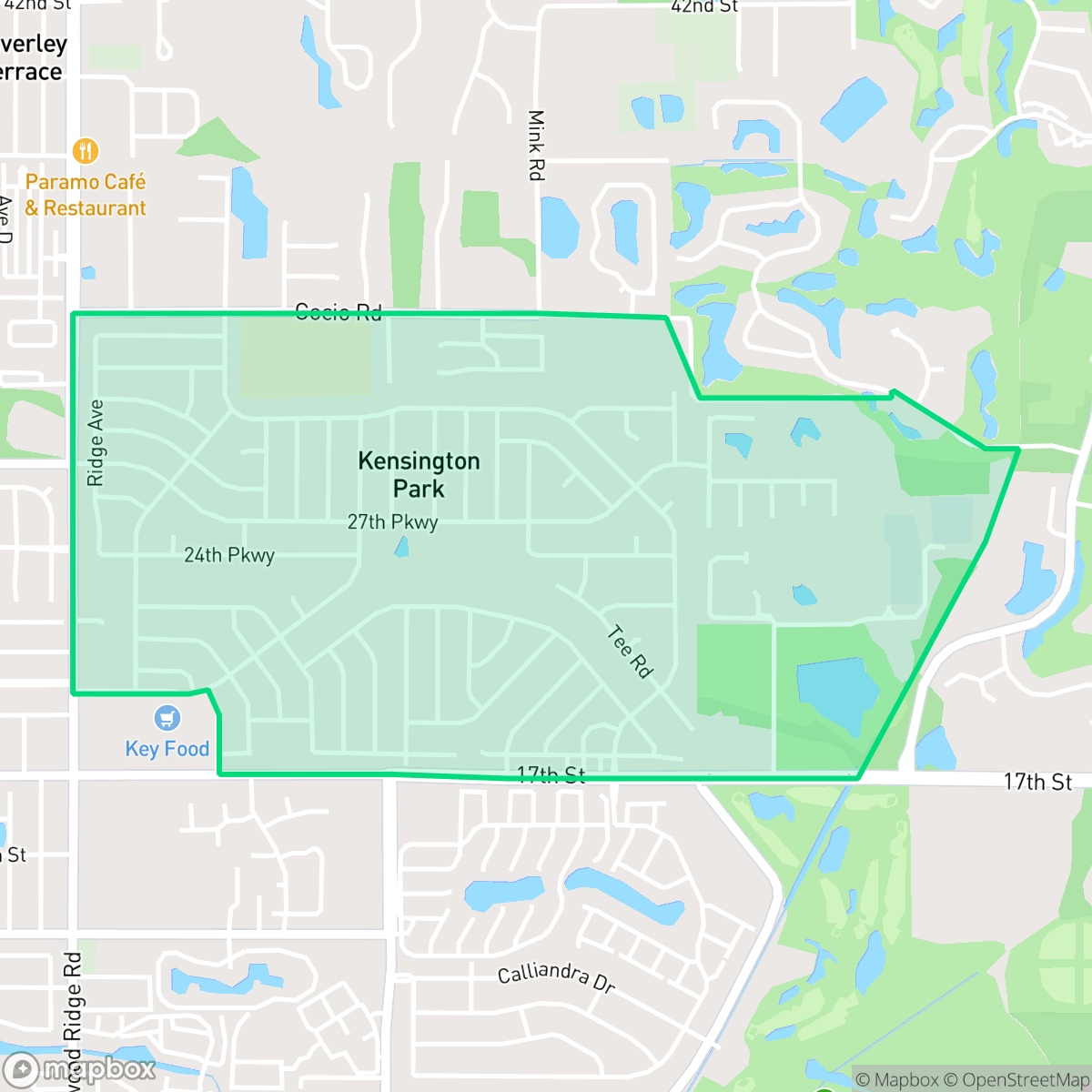Map showing the location of Kensington Park, FL — coverage area