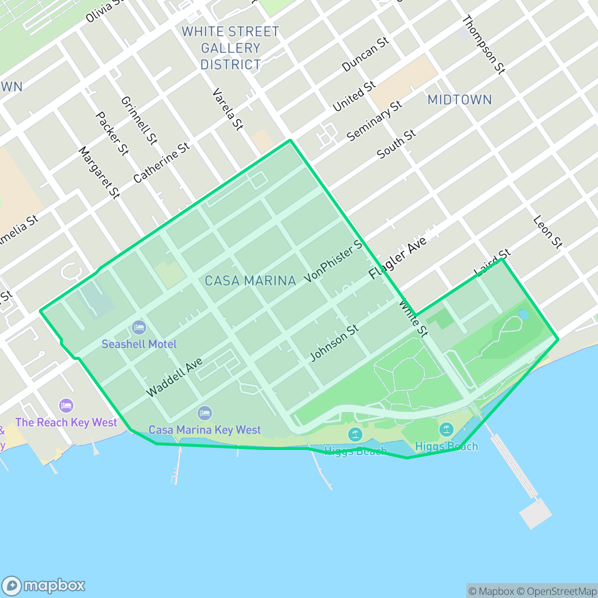 Map showing the location of Casa Marina, Key West, FL