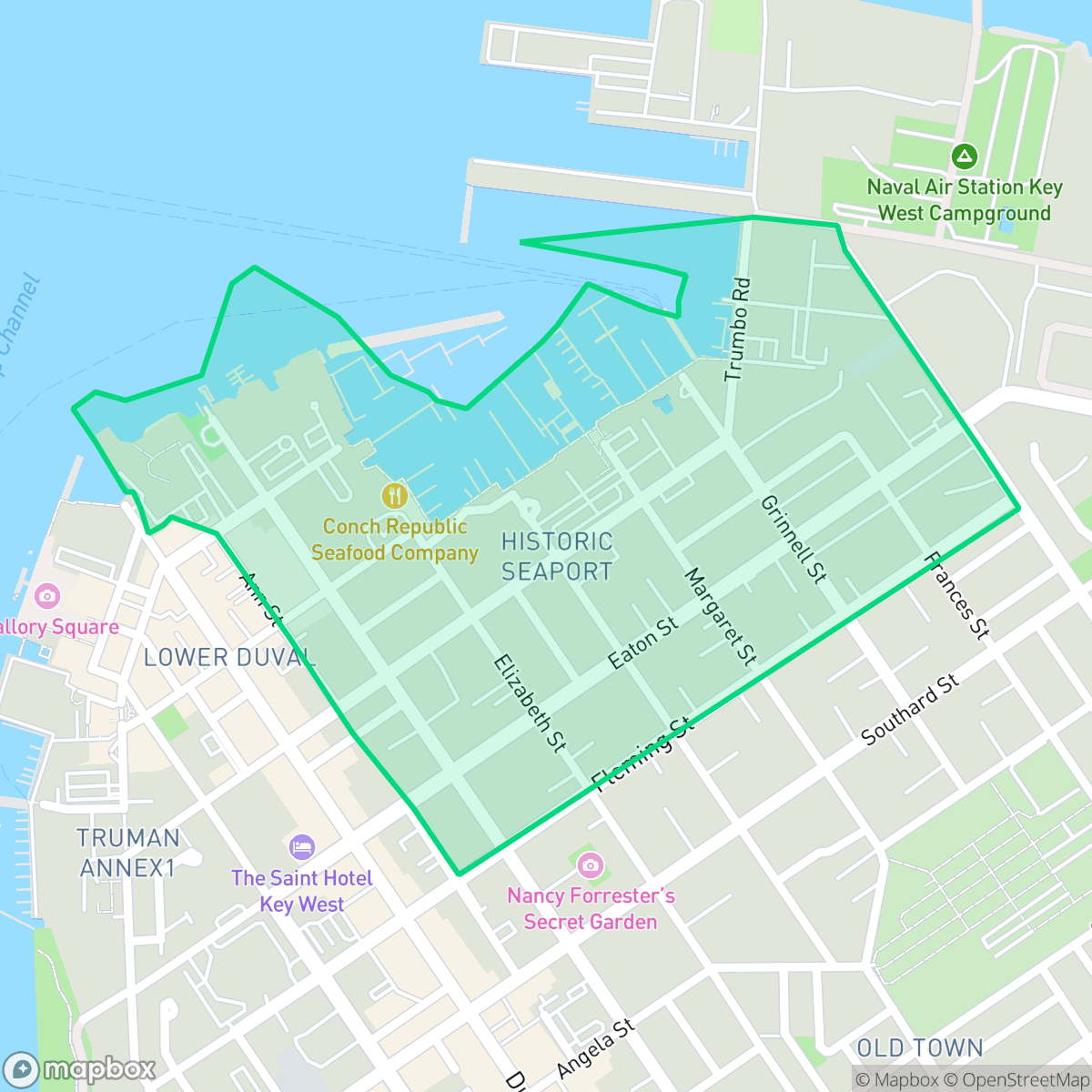 Map showing the location of Historic Seaport, Key West, FL