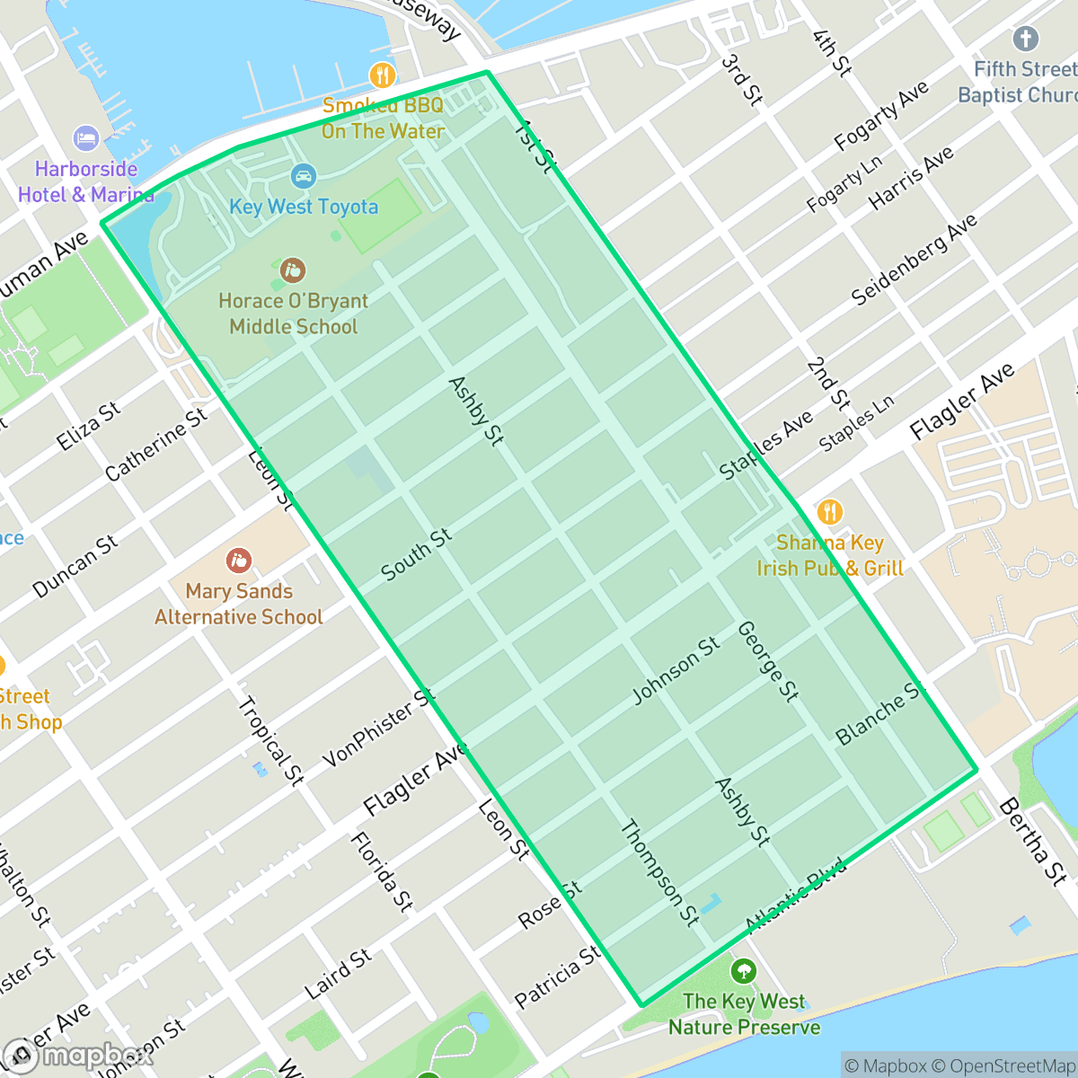 Map showing the location of Midtown, Key West, FL