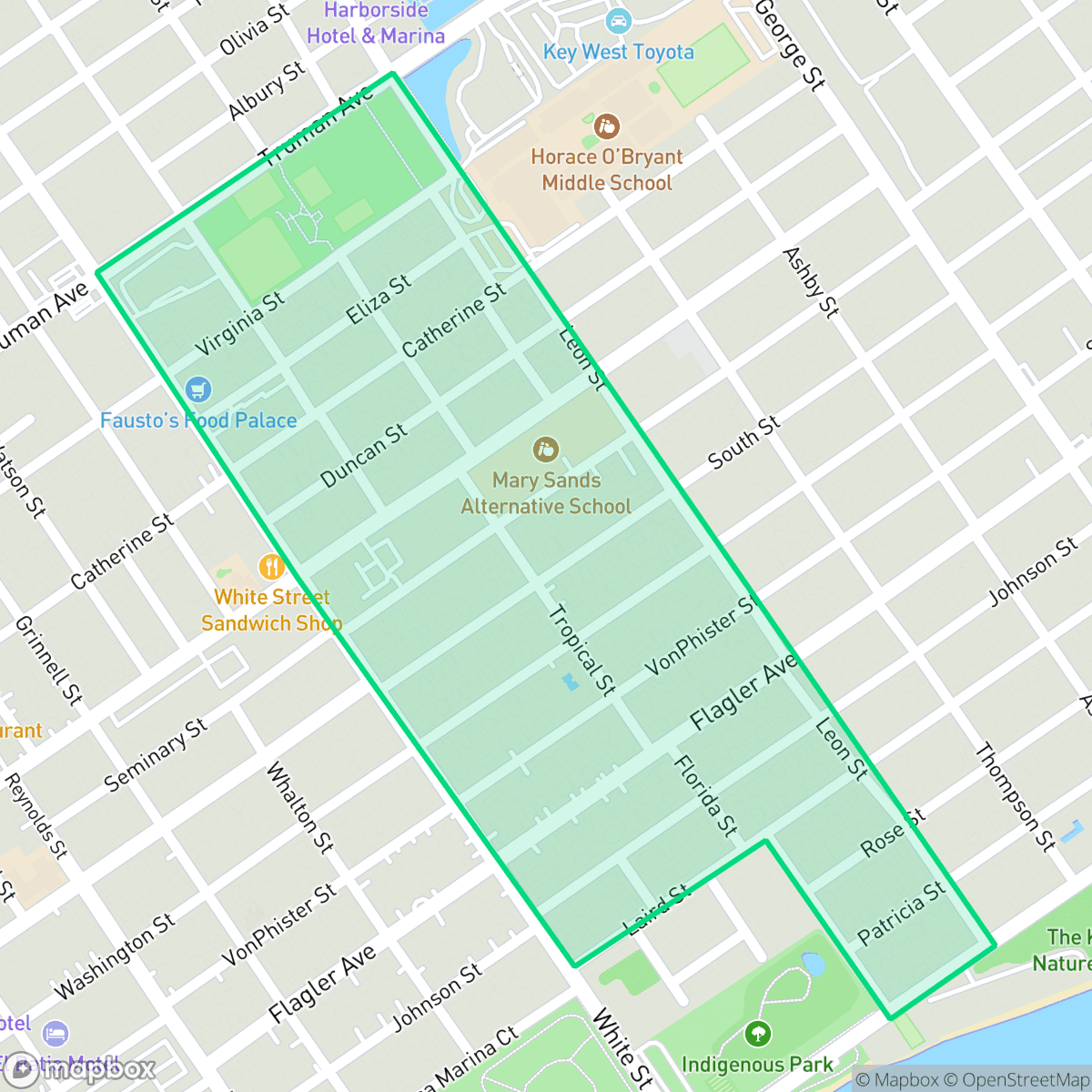 Map showing the location of White Street Gallery District, Key West, FL
