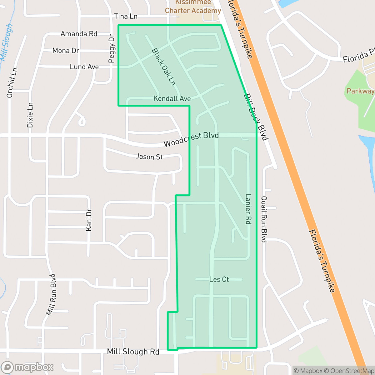 Map showing the location of Oak Run, Kissimmee, FL