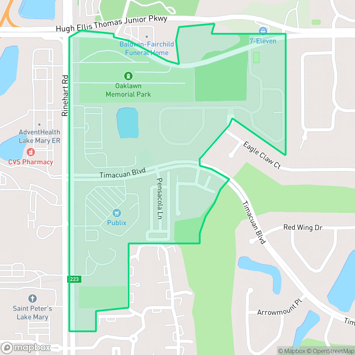 Map showing the location of Bell Timacuan, Lake Mary, FL