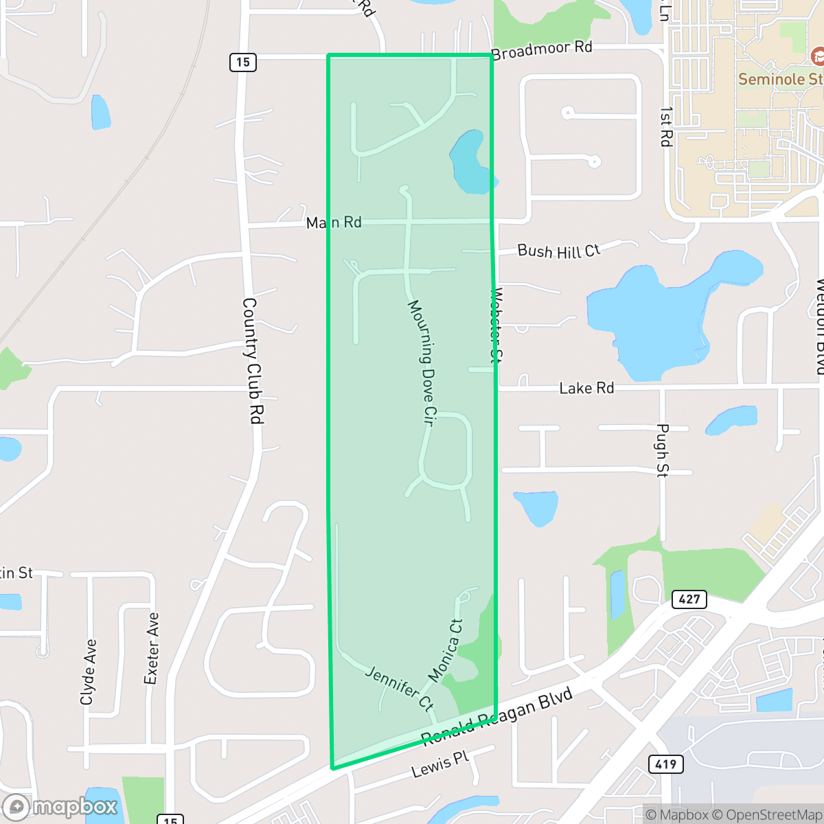 Map showing the location of Cardinal Oaks, Lake Mary, FL