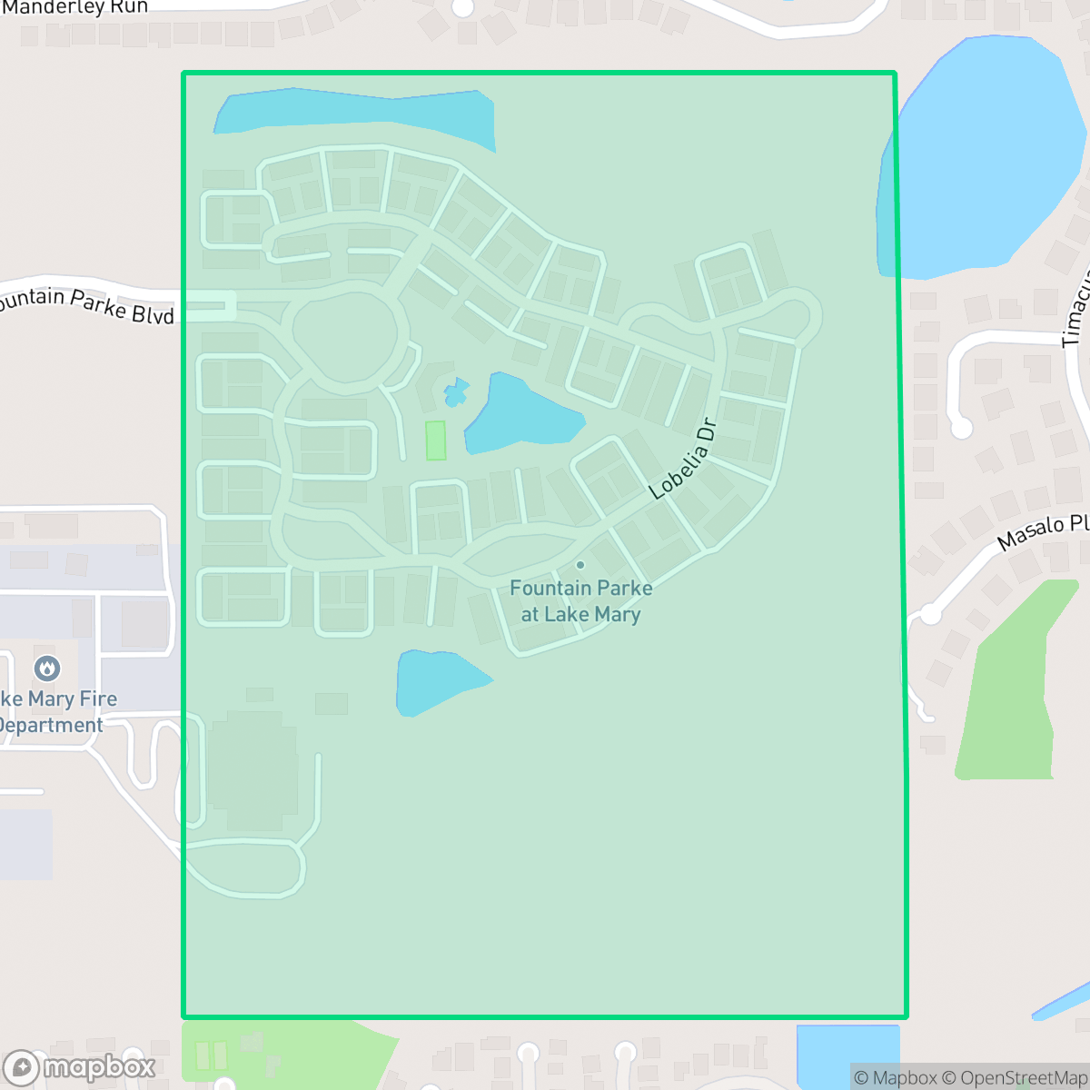 Map showing the location of Fountain Parke, Lake Mary, FL