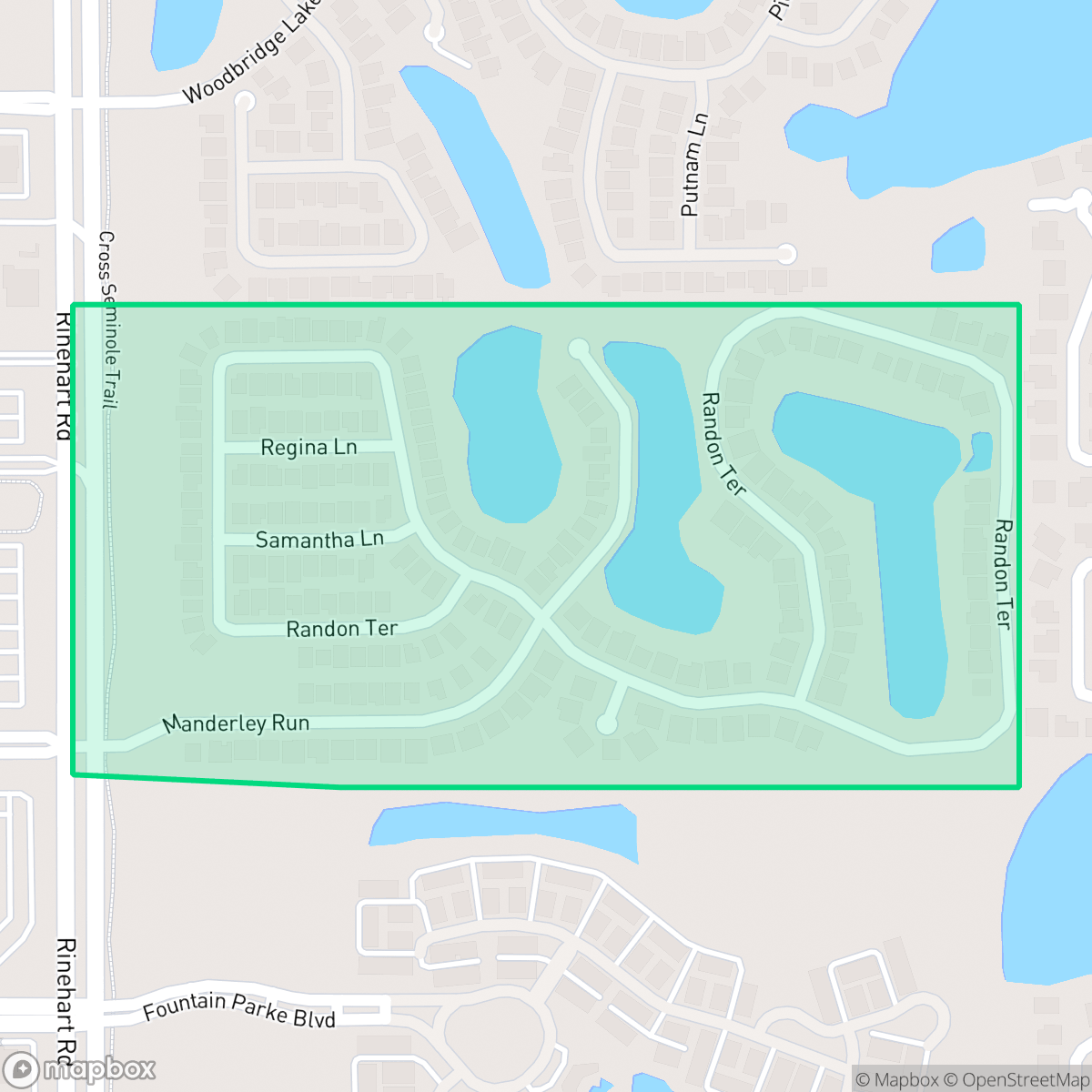 Map showing the location of Manderley, Lake Mary, FL
