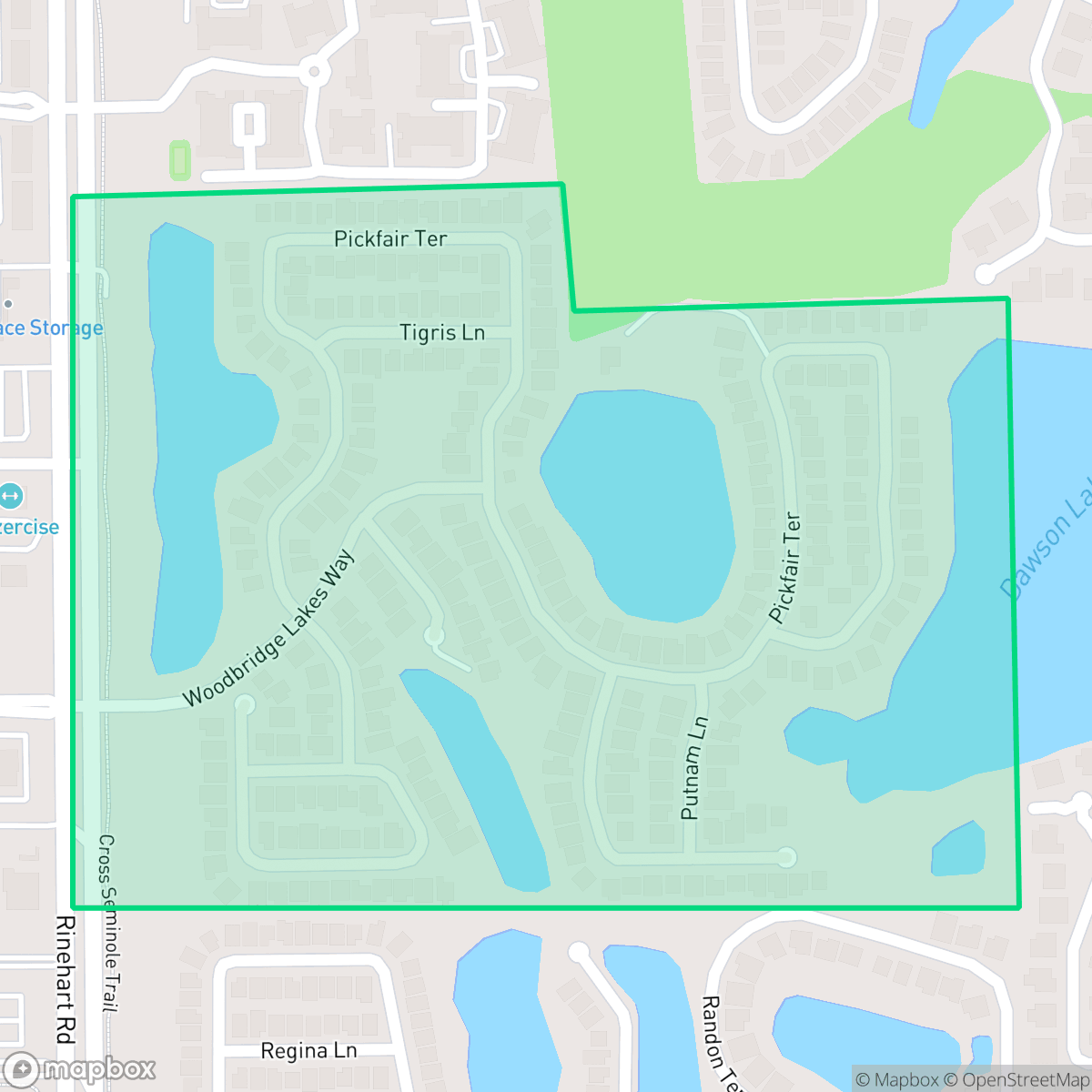 Map showing the location of Woodbridge Lakes, Lake Mary, FL